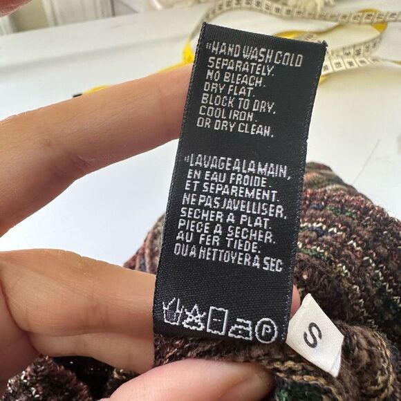 TOSCANO Made In Italy Brown‎ Textured Stripe Crew Neck Sweater size small - Picture 8 of 9